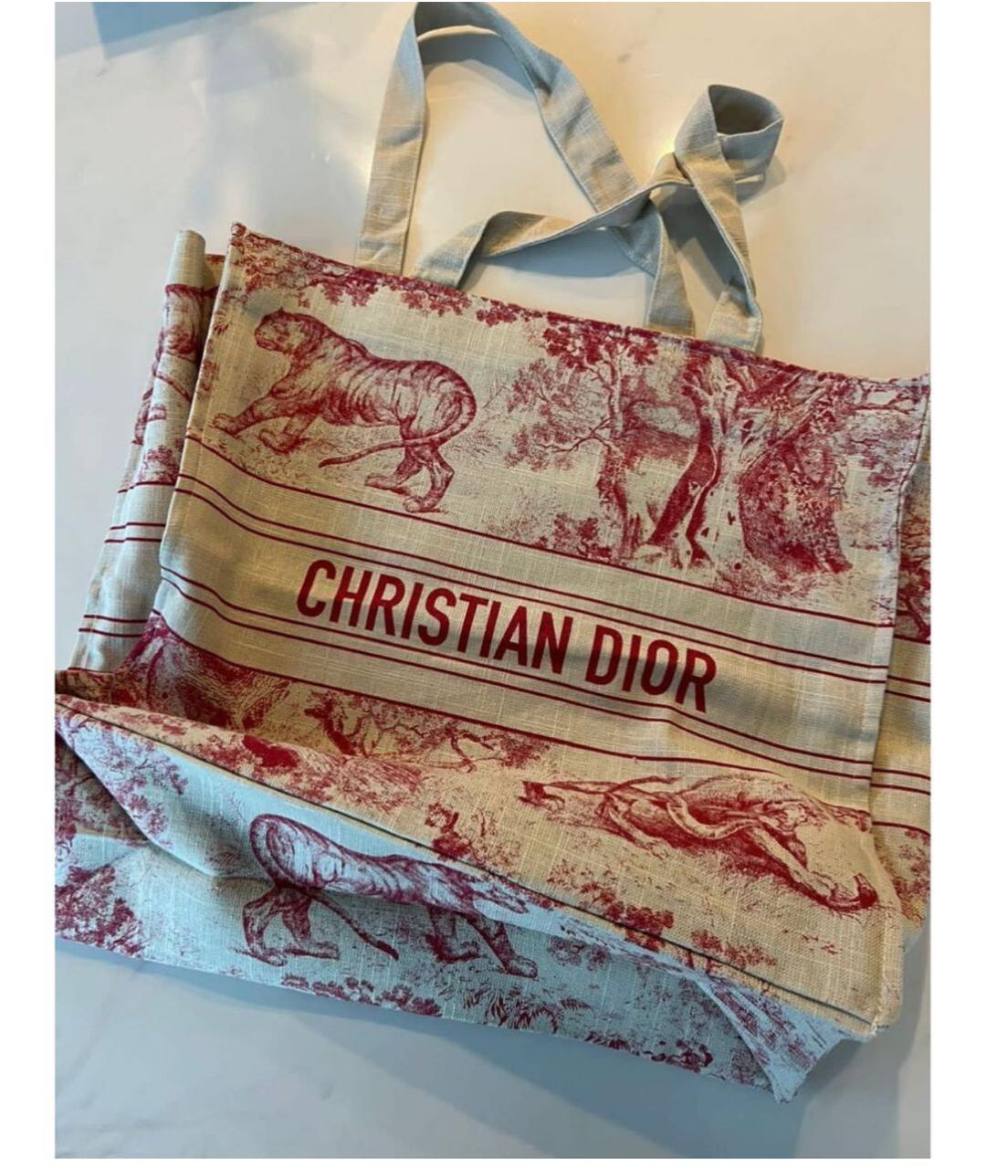 CHRISTIAN DIOR Бежевая хлопковая сумка тоут, фото 2