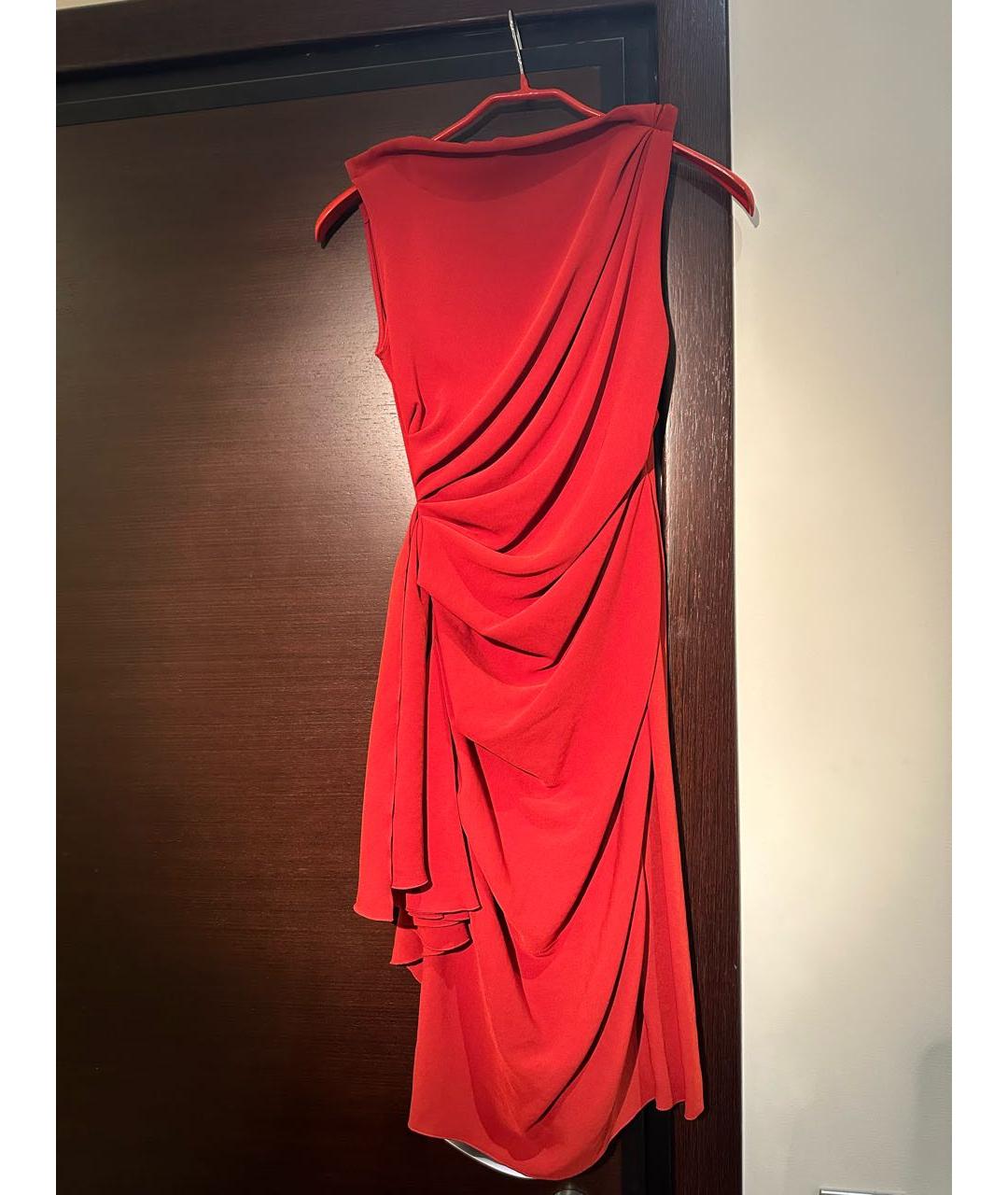 LANVIN Красное полиэстеровое коктейльное платье, фото 6