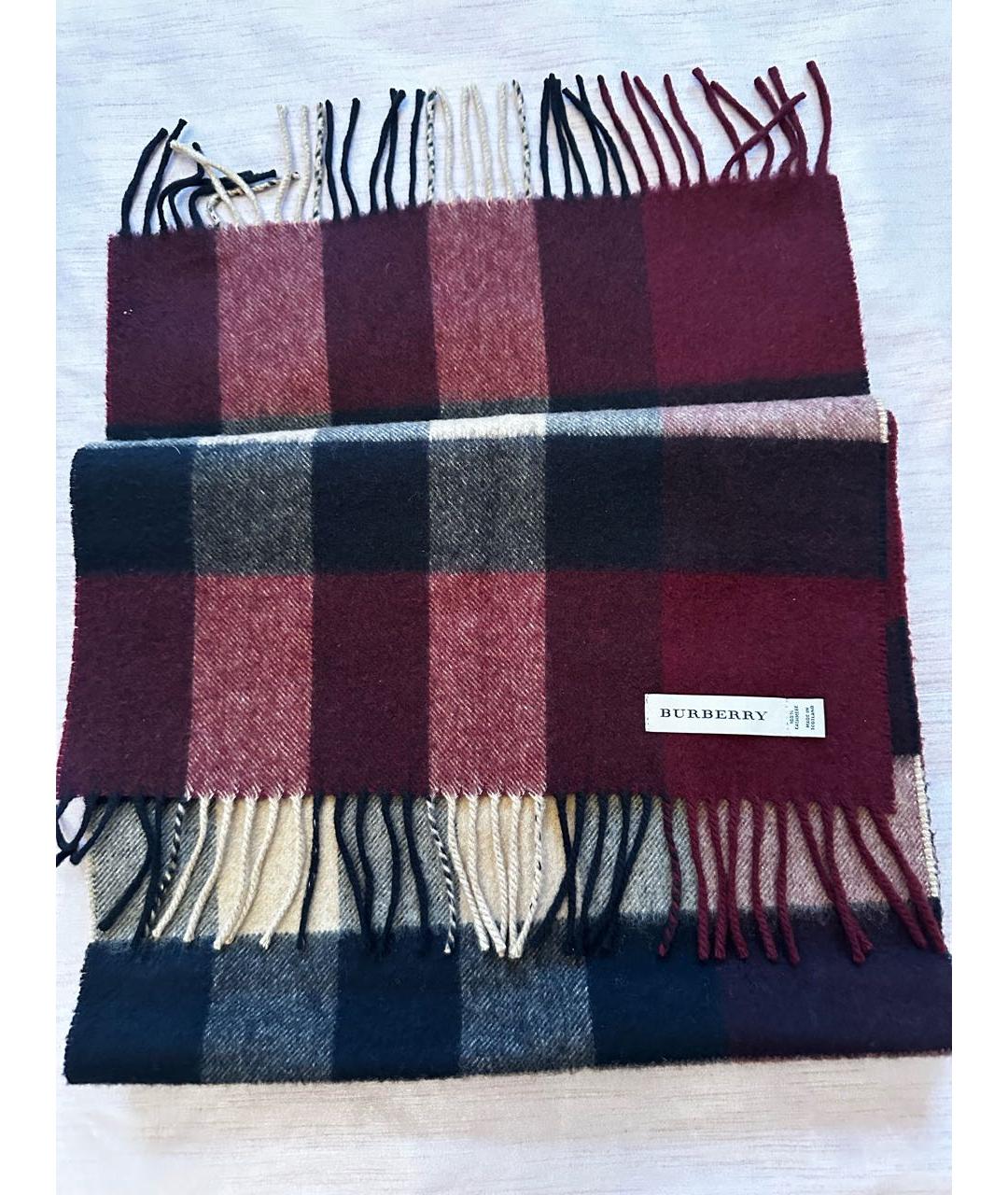 BURBERRY Бордовый кашемировый шарф, фото 5