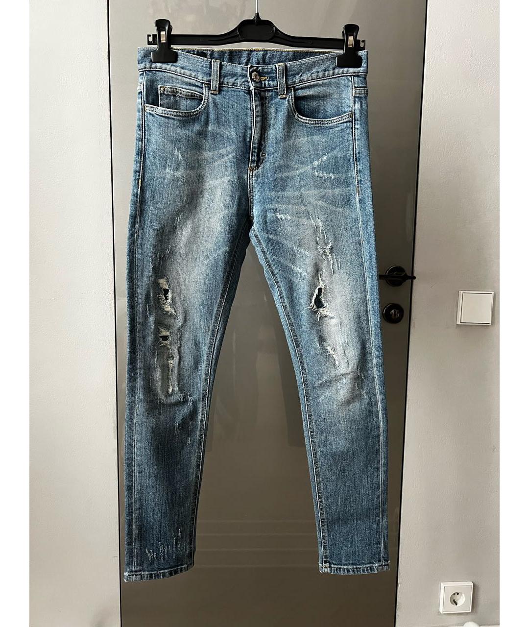 GUCCI Синие хлопко-эластановые джинсы слим, фото 7