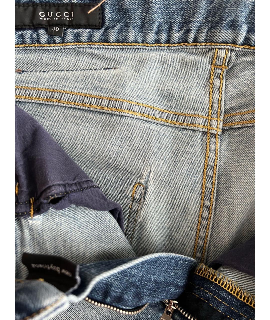GUCCI Синие хлопко-эластановые джинсы слим, фото 3