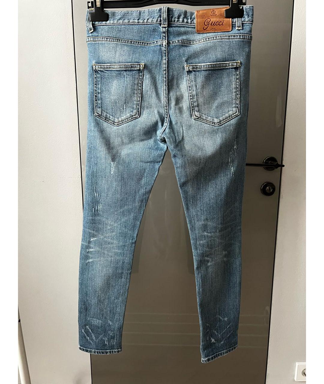 GUCCI Синие хлопко-эластановые джинсы слим, фото 2