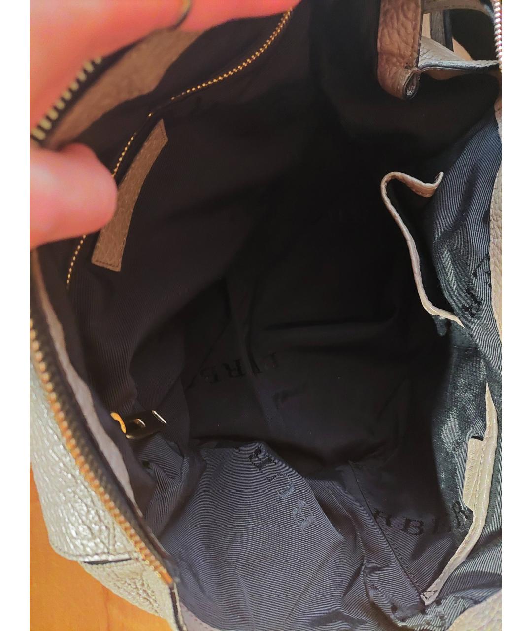 BURBERRY Серая кожаная сумка с короткими ручками, фото 8