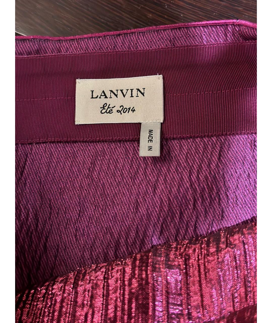 LANVIN Розовая полиэстеровая юбка мини, фото 5