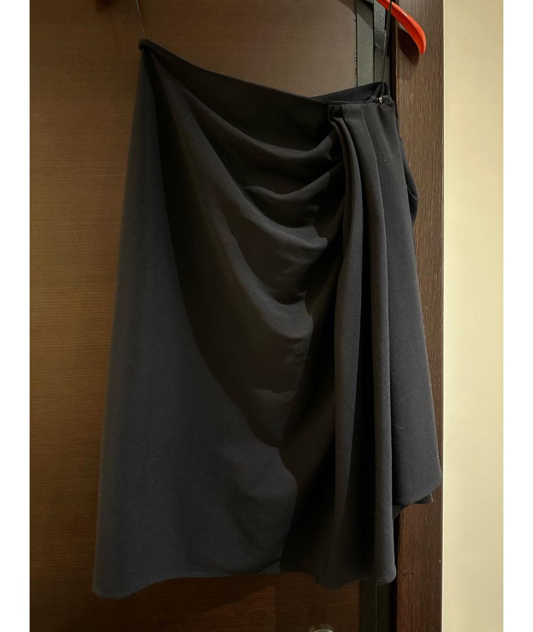 LANVIN Темно-синяя шерстяная юбка миди, фото 5