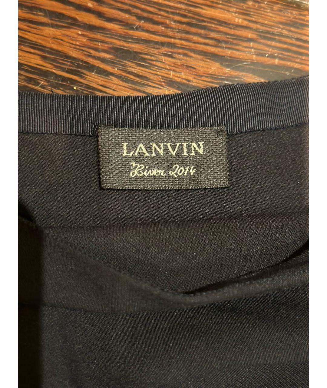 LANVIN Темно-синяя шерстяная юбка миди, фото 4