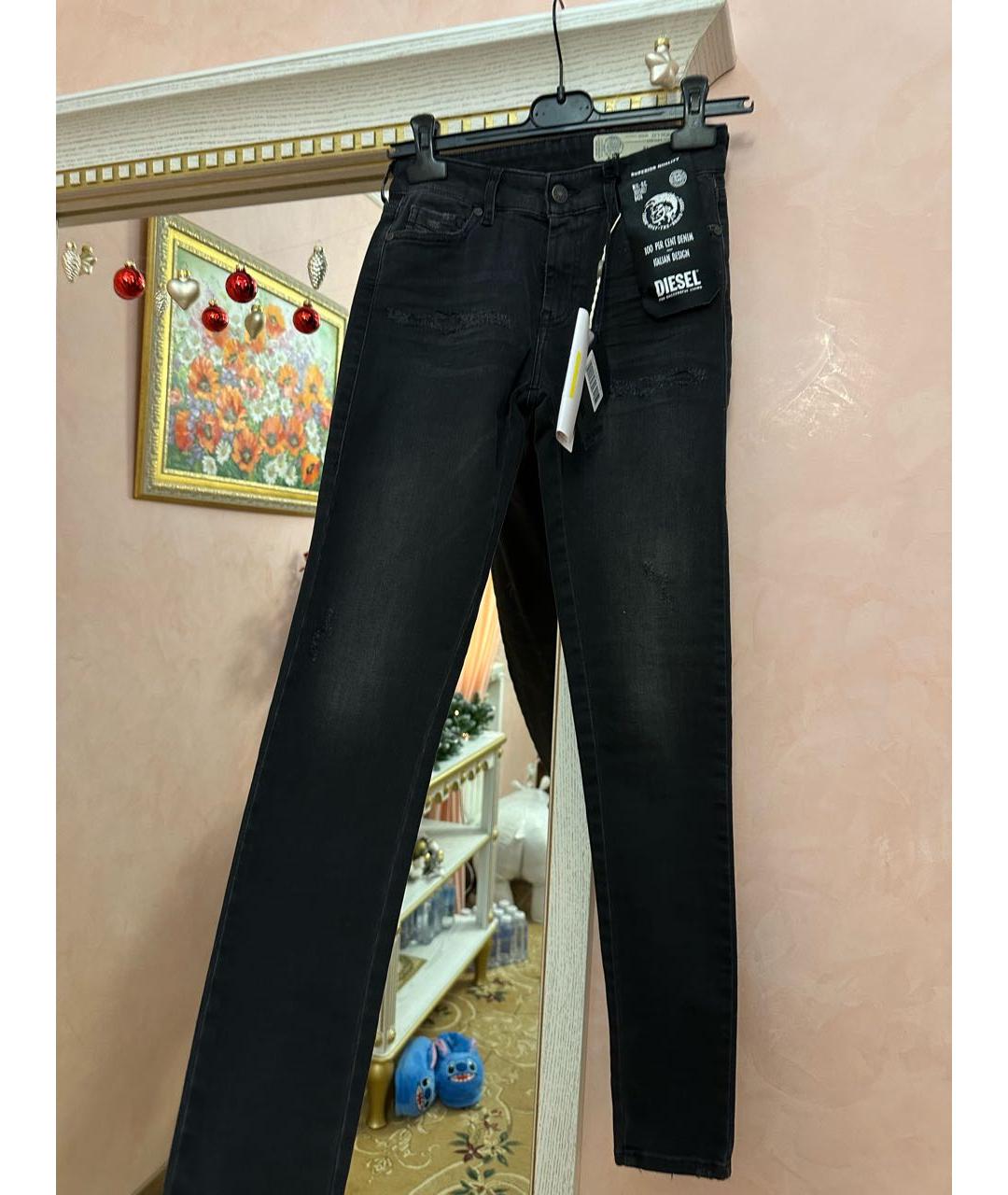 DIESEL Черные хлопковые джинсы слим, фото 5