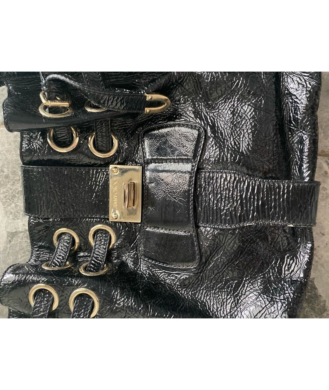 JIMMY CHOO Черная сумка тоут из лакированной кожи, фото 6