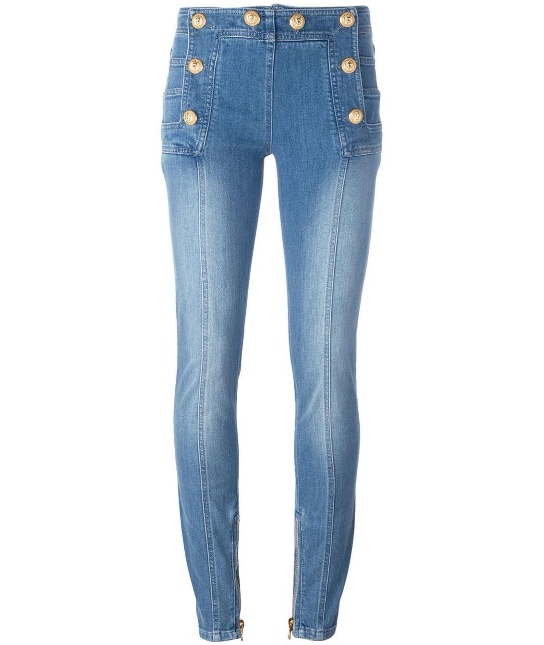 BALMAIN Голубые хлопковые джинсы слим, фото 5