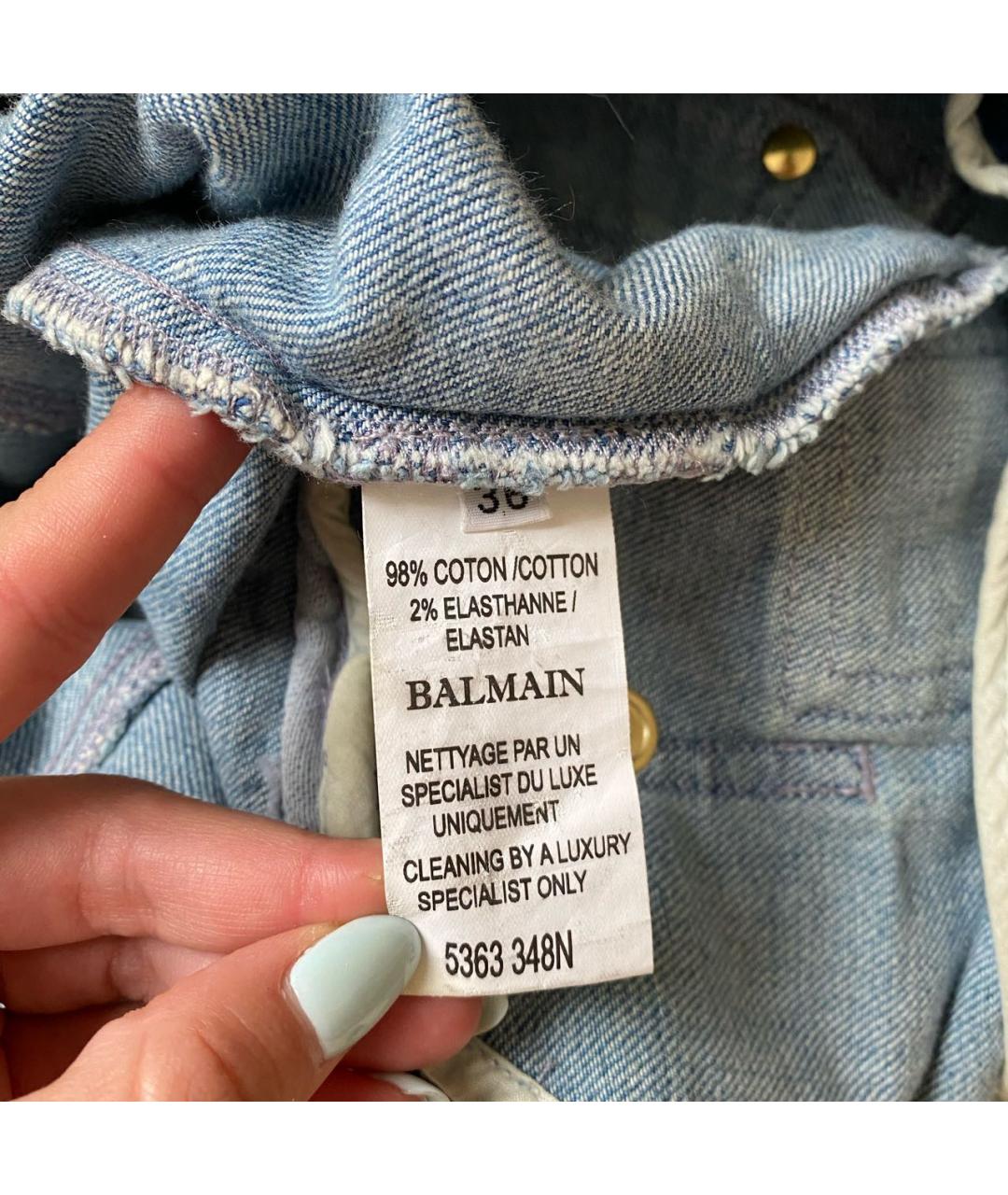 BALMAIN Голубые хлопковые джинсы слим, фото 3