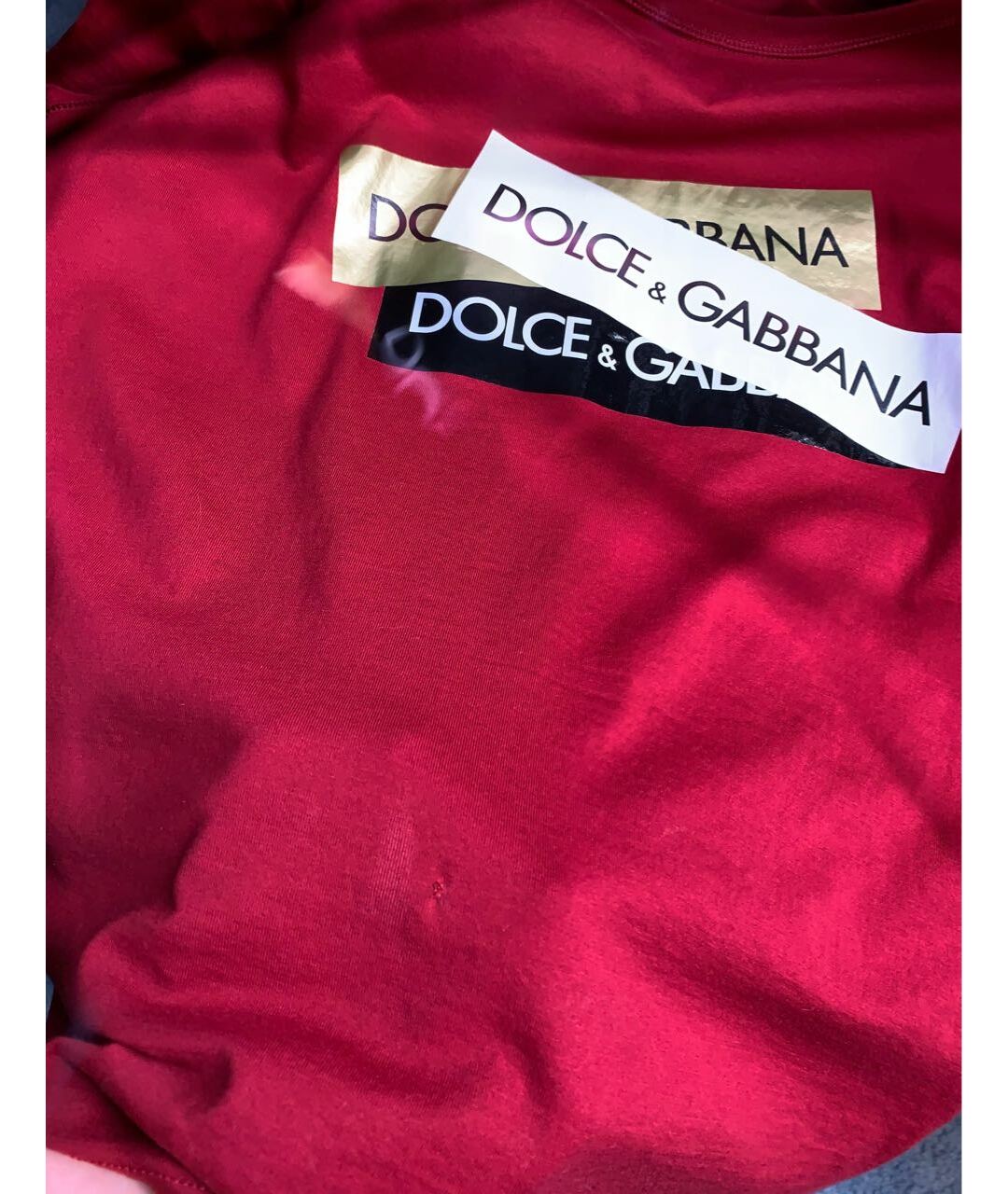 DOLCE&GABBANA Бордовая хлопковая футболка, фото 4