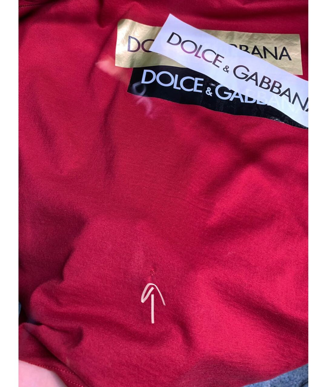 DOLCE&GABBANA Бордовая хлопковая футболка, фото 5