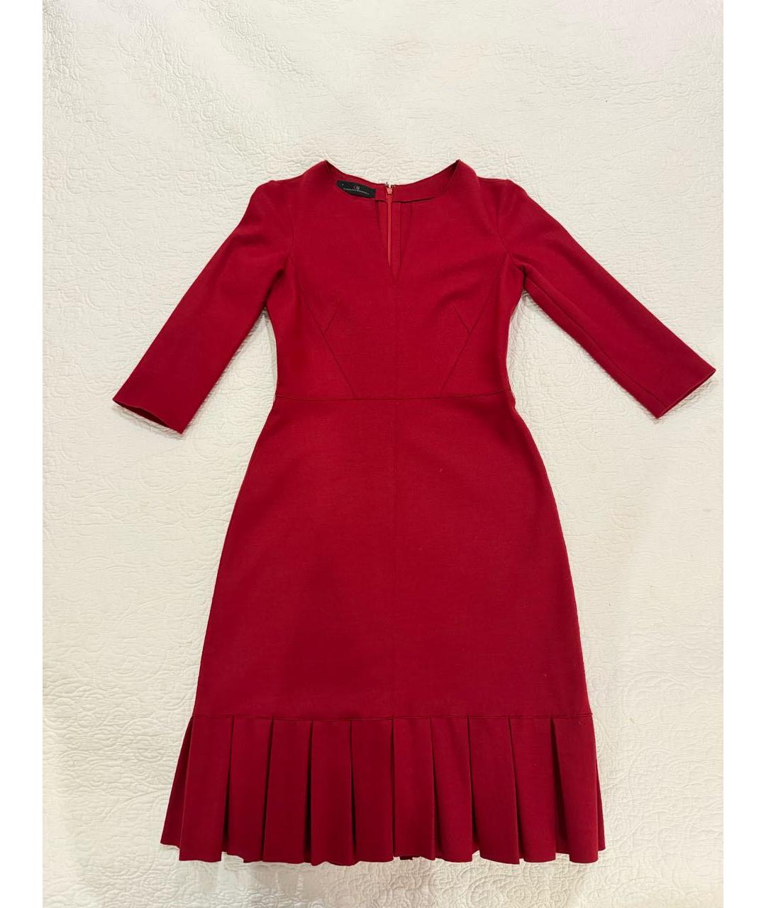 CAROLINA HERRERA Красное шерстяное коктейльное платье, фото 6