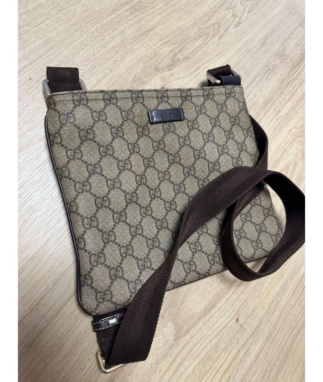 GUCCI Бежевая хлопковая сумка на плечо, фото 2