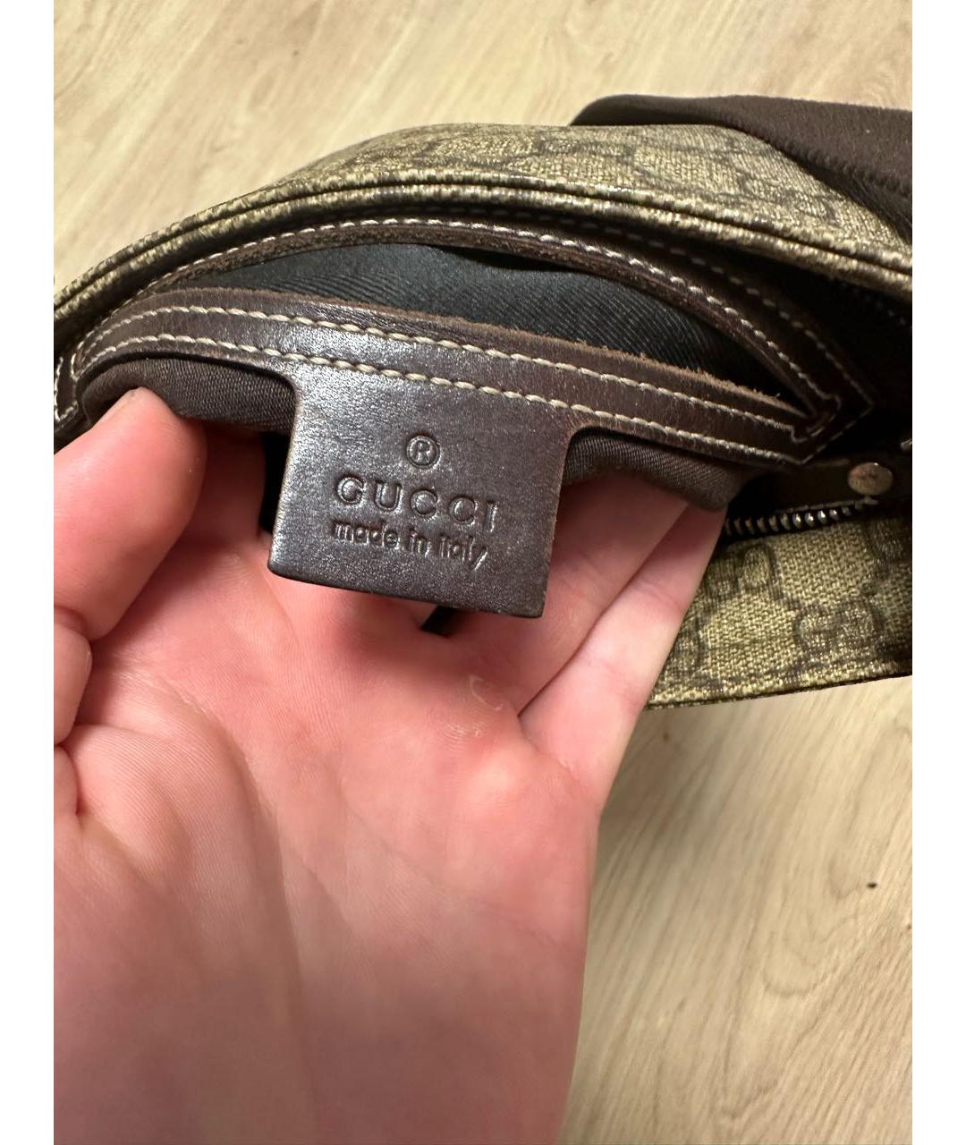 GUCCI Бежевая хлопковая сумка на плечо, фото 5