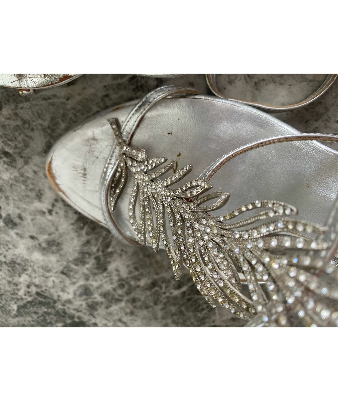 ROBERTO CAVALLI Серебряные кожаные босоножки, фото 6