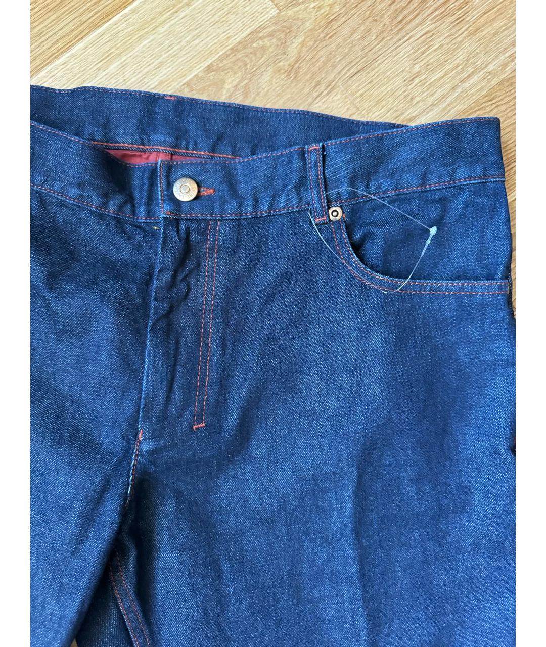 SAINT LAURENT Синие хлопковые прямые джинсы, фото 2