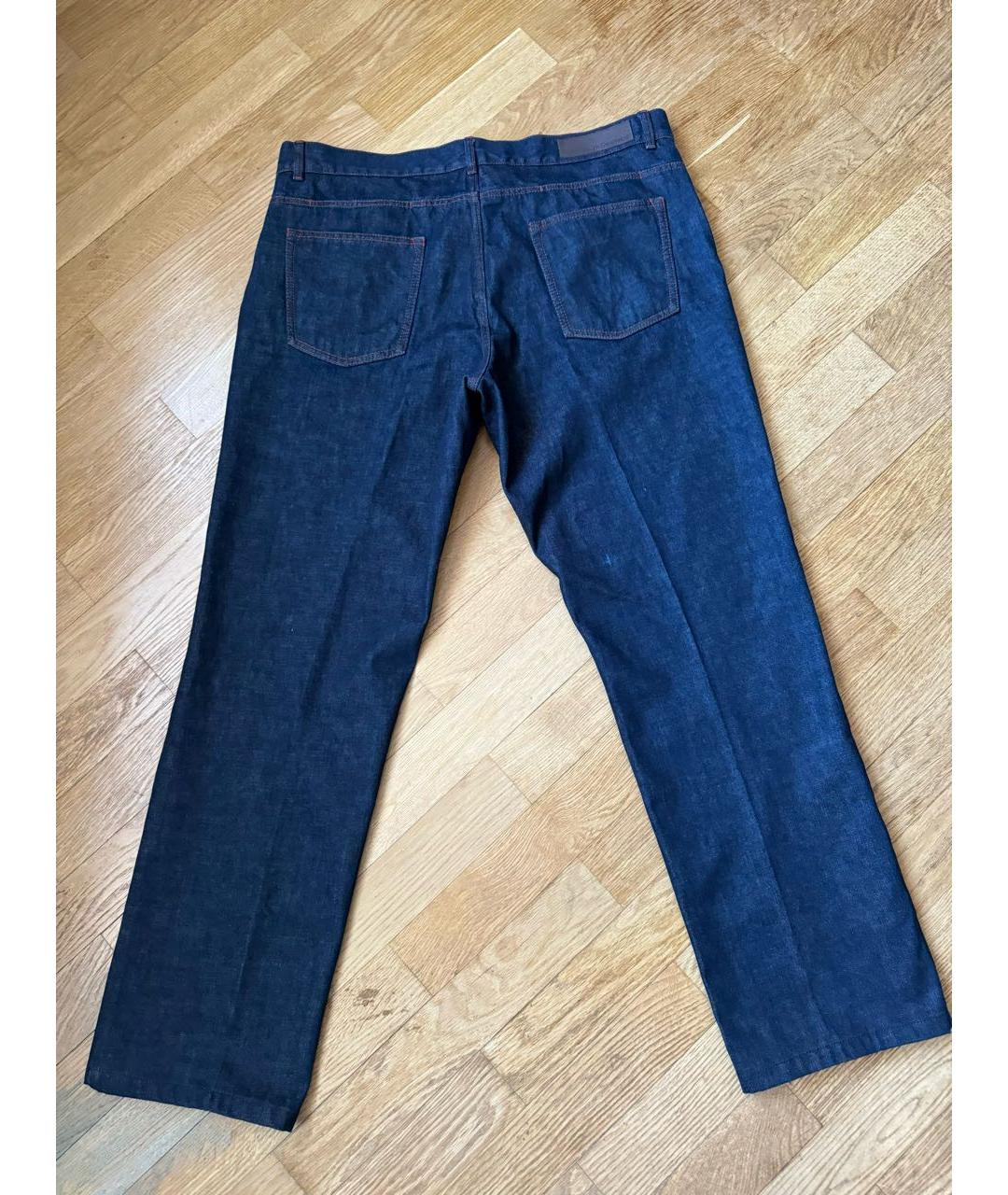 SAINT LAURENT Синие хлопковые прямые джинсы, фото 3