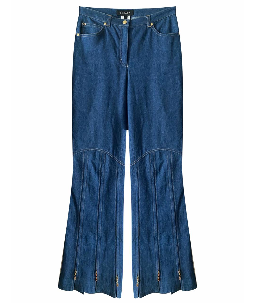 ESCADA Темно-синие хлопко-эластановые джинсы клеш, фото 1