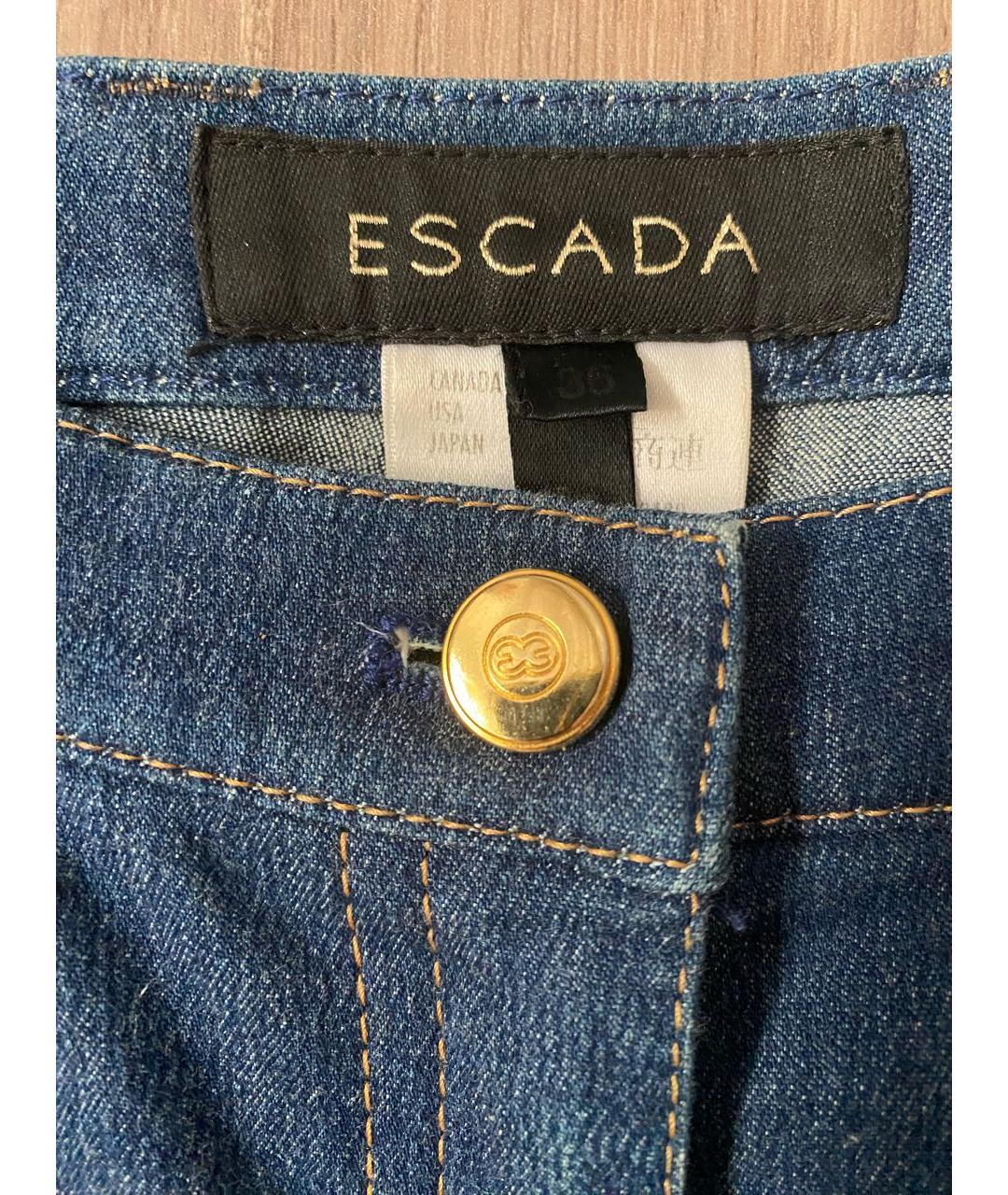 ESCADA Темно-синие хлопко-эластановые джинсы клеш, фото 3