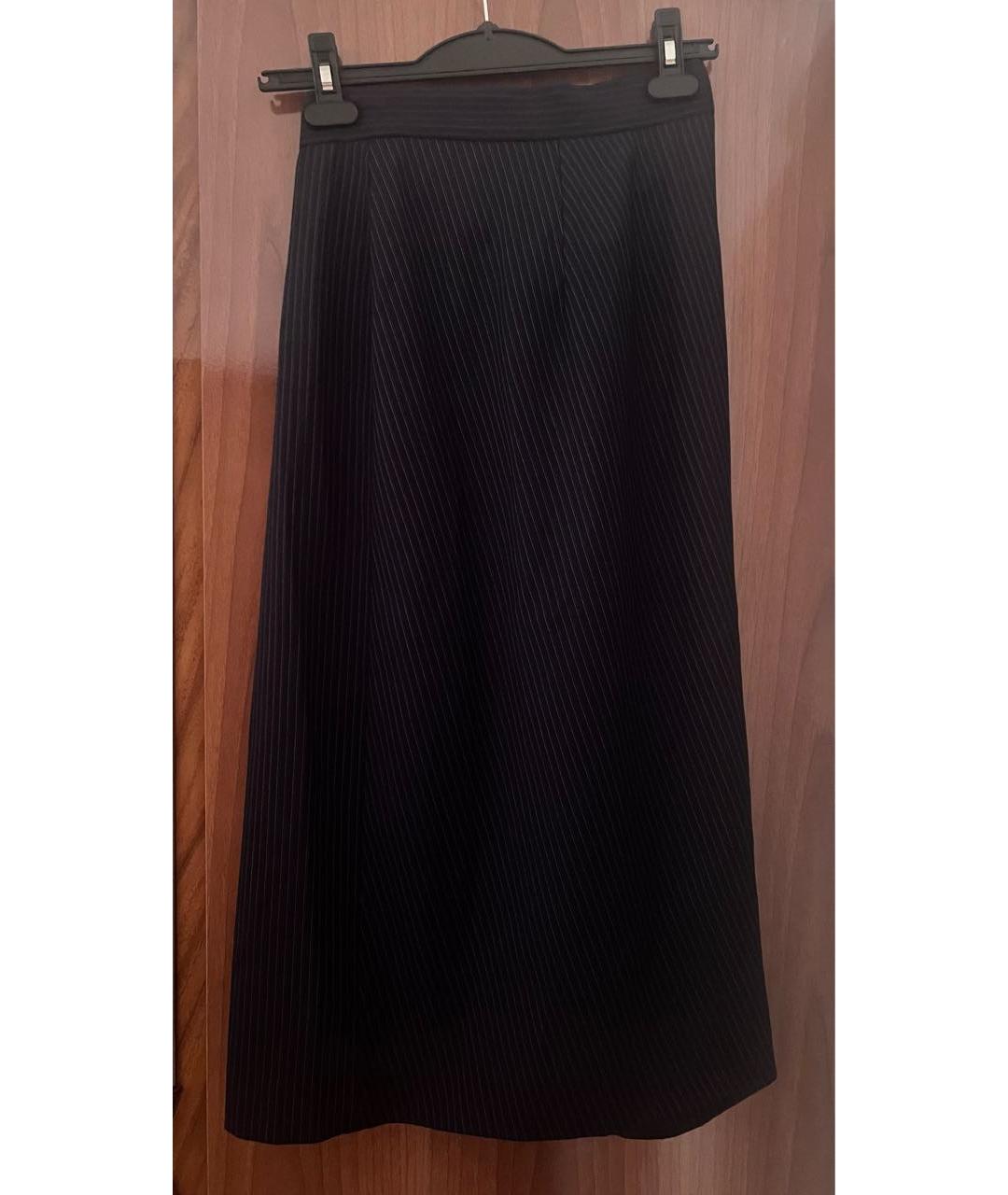 SPORTMAX Темно-синяя шерстяная юбка миди, фото 2