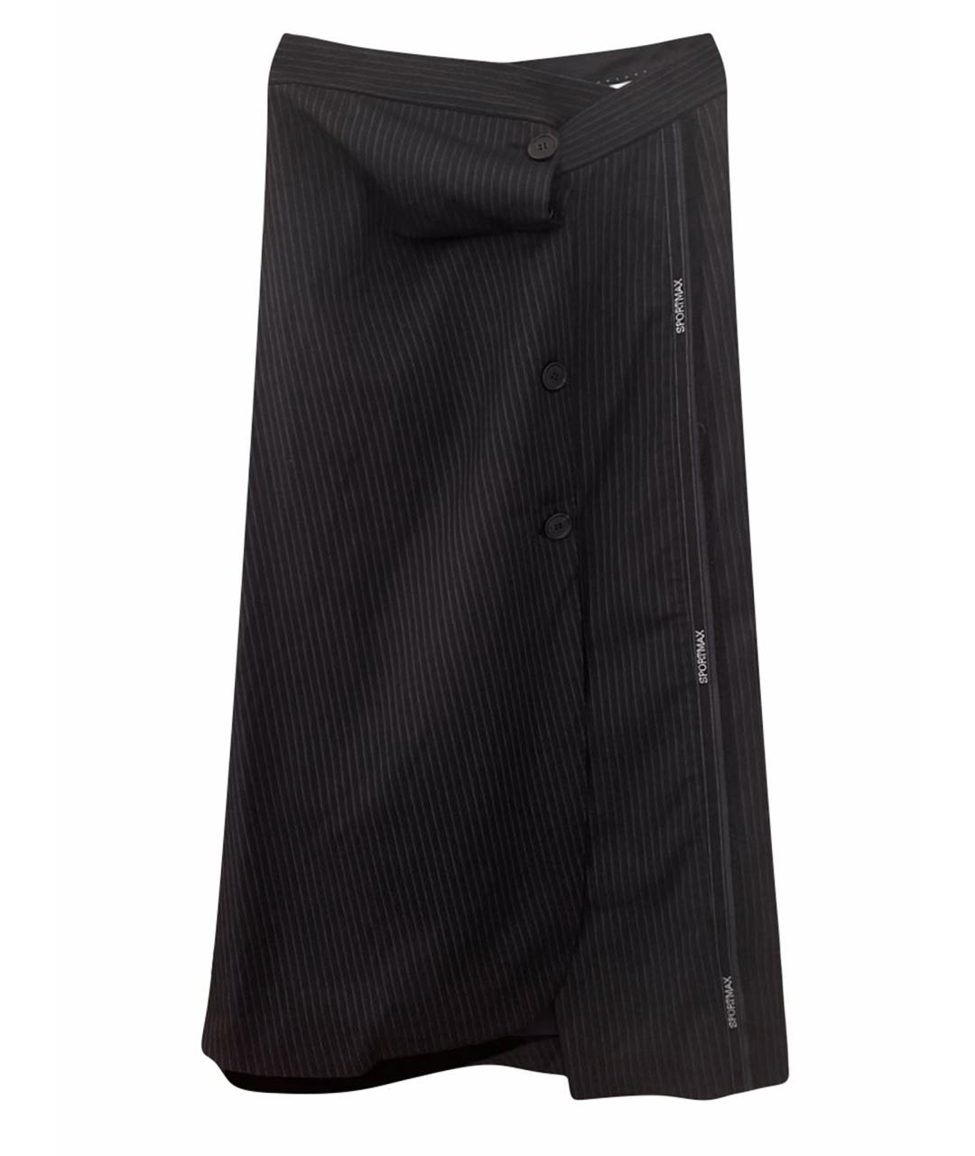 SPORTMAX Темно-синяя шерстяная юбка миди, фото 1
