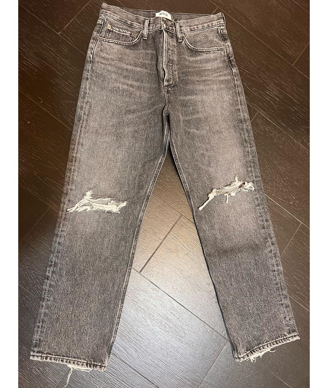 AGOLDE Антрацитовые хлопковые прямые джинсы, фото 8