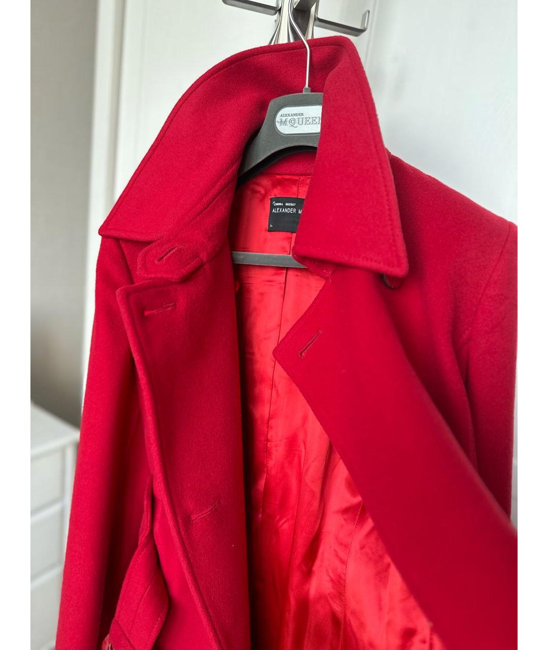 ALEXANDER MCQUEEN Красное шерстяное пальто, фото 7