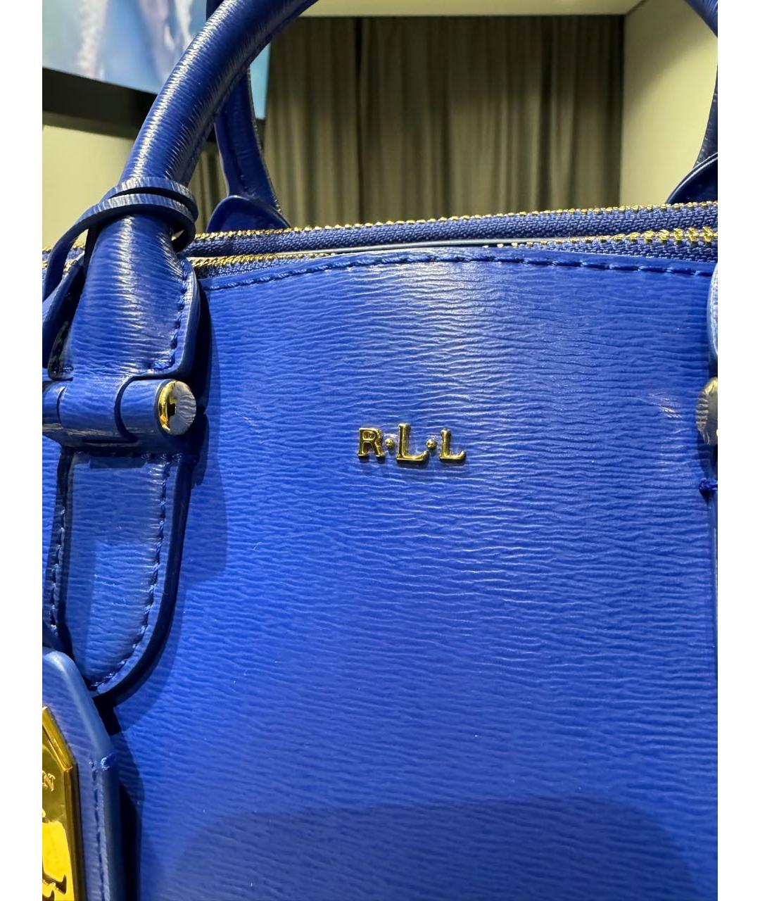 RALPH LAUREN Синяя кожаная сумка с короткими ручками, фото 5