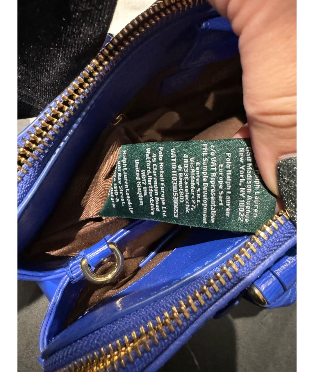 RALPH LAUREN Синяя кожаная сумка с короткими ручками, фото 8
