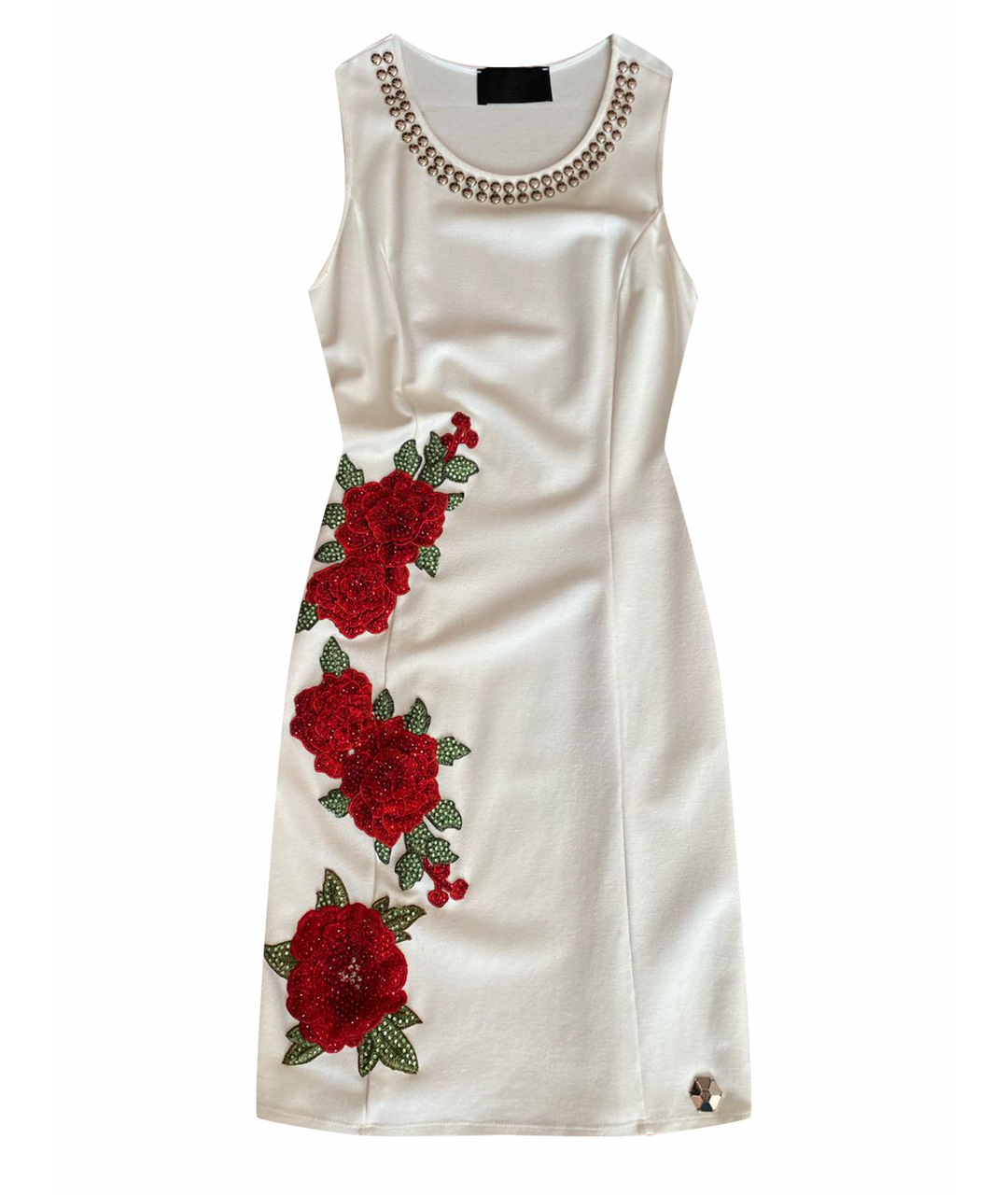 PHILIPP PLEIN Белое хлопко-эластановое платье, фото 1