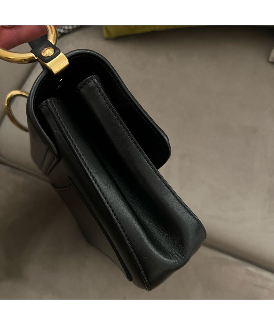 CHLOE Черная кожаная сумка с короткими ручками, фото 4