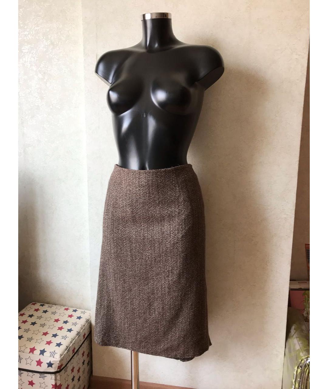 CERRUTI 1881 Коричневая шерстяная юбка миди, фото 4