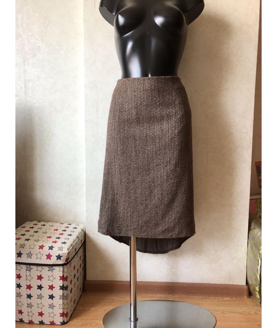 CERRUTI 1881 Коричневая шерстяная юбка миди, фото 7