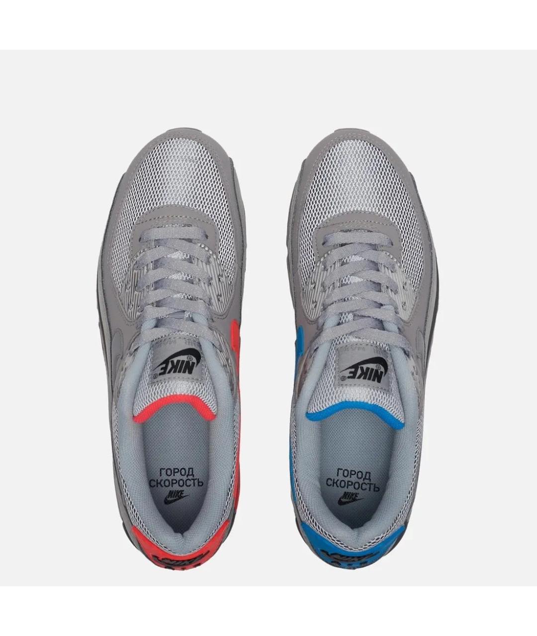 NIKE Серебряные кожаные низкие кроссовки / кеды, фото 3