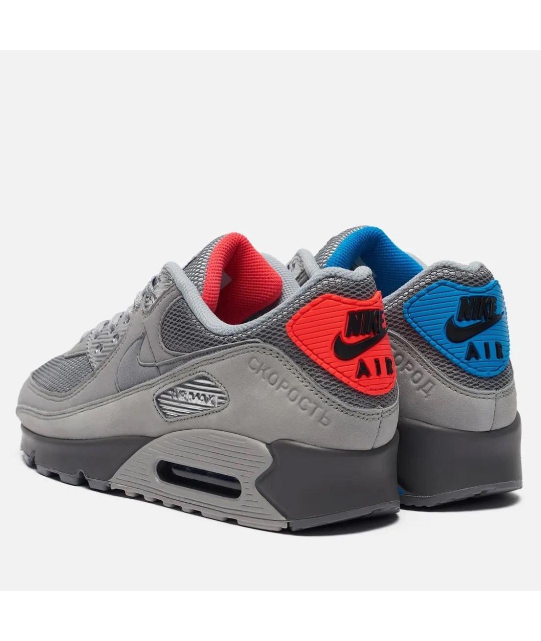 NIKE Серебряные кожаные низкие кроссовки / кеды, фото 4
