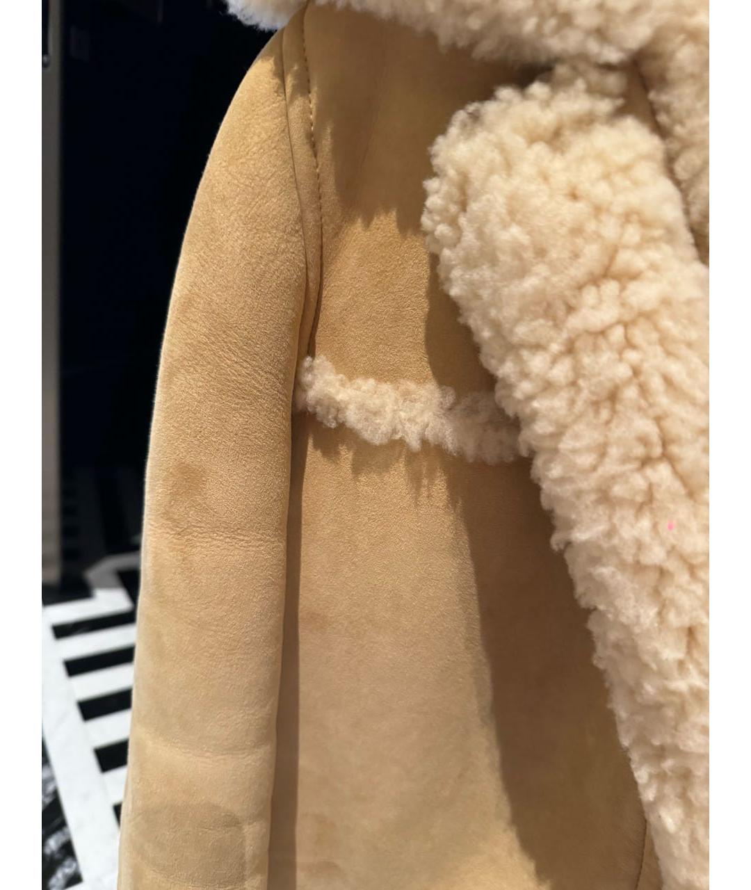 CELINE Бежевая шерстяная дубленка, фото 4