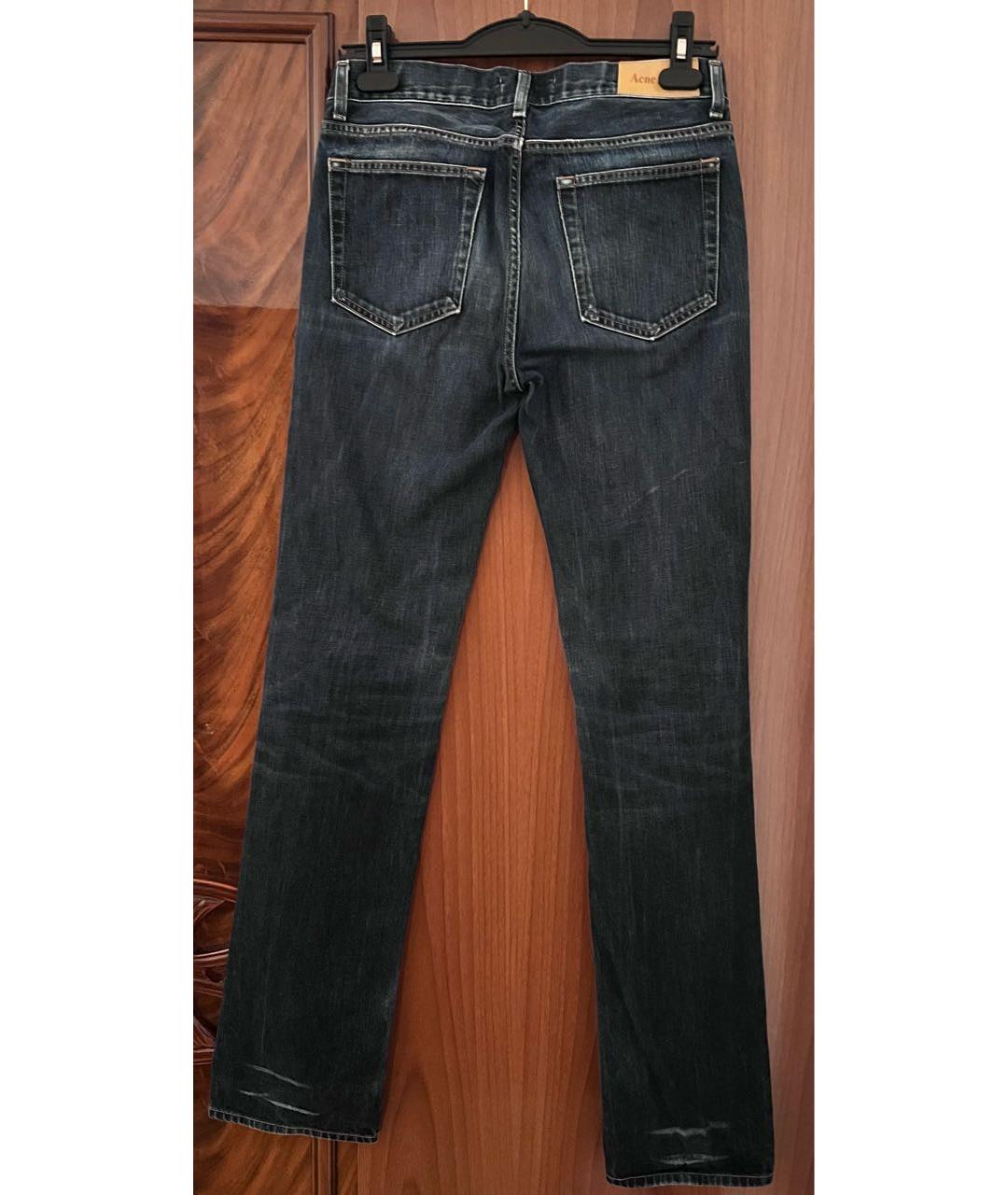 ACNE STUDIOS Темно-синие хлопковые прямые джинсы, фото 2