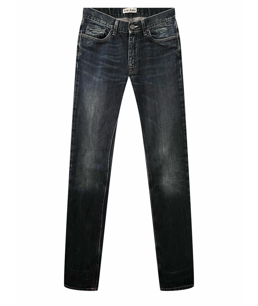 ACNE STUDIOS Темно-синие хлопковые прямые джинсы, фото 1