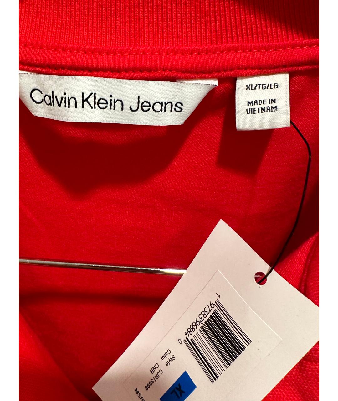 CALVIN KLEIN JEANS Красная хлопковая футболка, фото 4