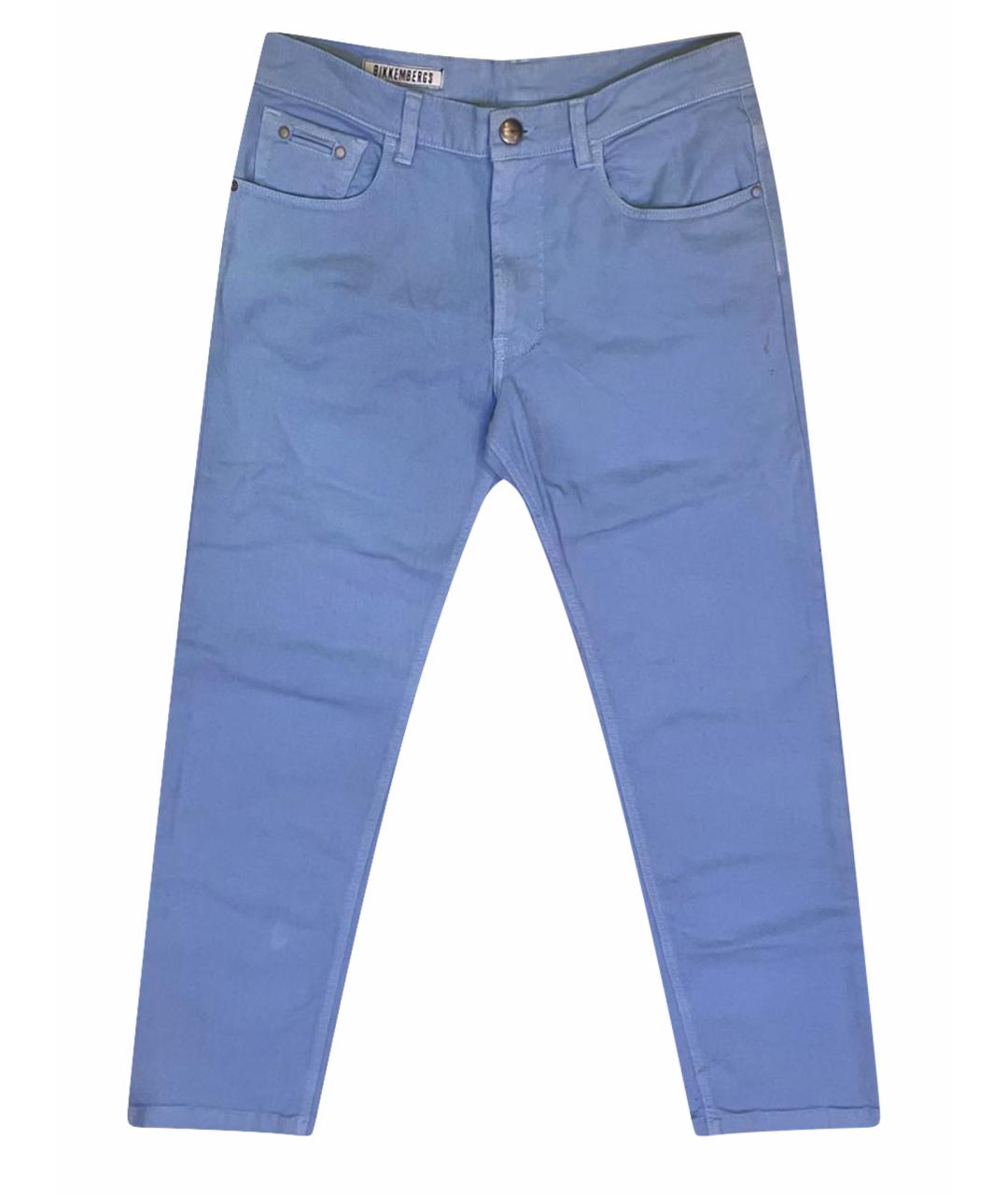 BIKKEMBERGS Голубые хлопко-эластановые джинсы скинни, фото 1