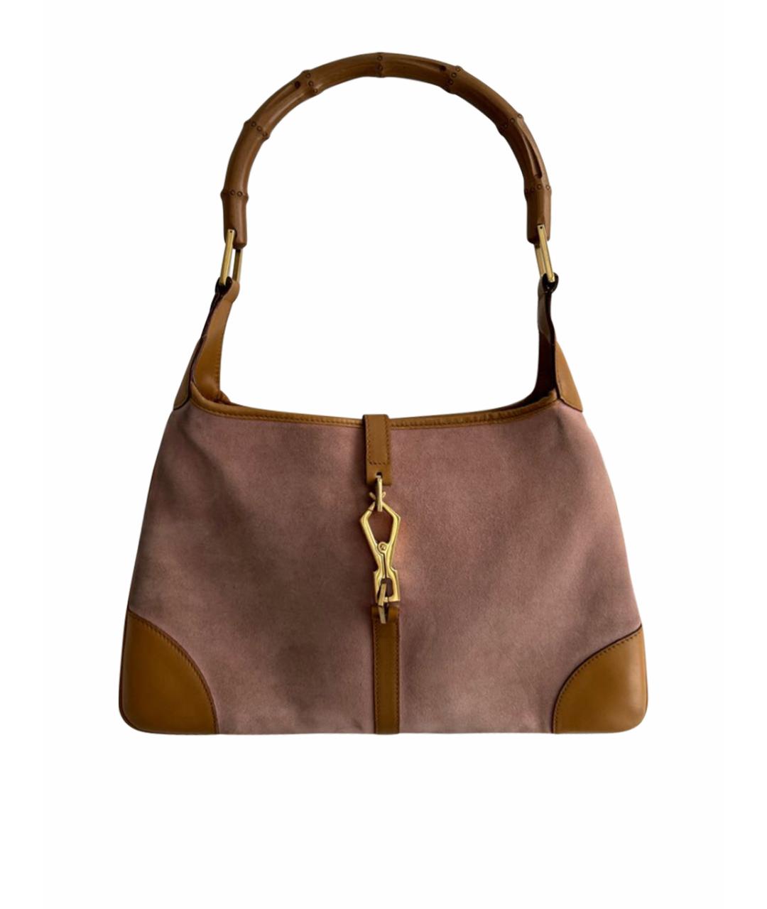 GUCCI Розовая замшевая сумка с короткими ручками, фото 1