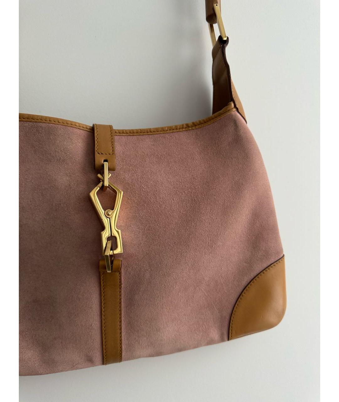 GUCCI Розовая замшевая сумка с короткими ручками, фото 2