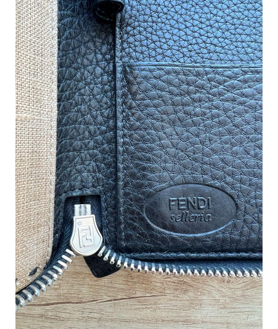 FENDI Черный кожаный кошелек, фото 5