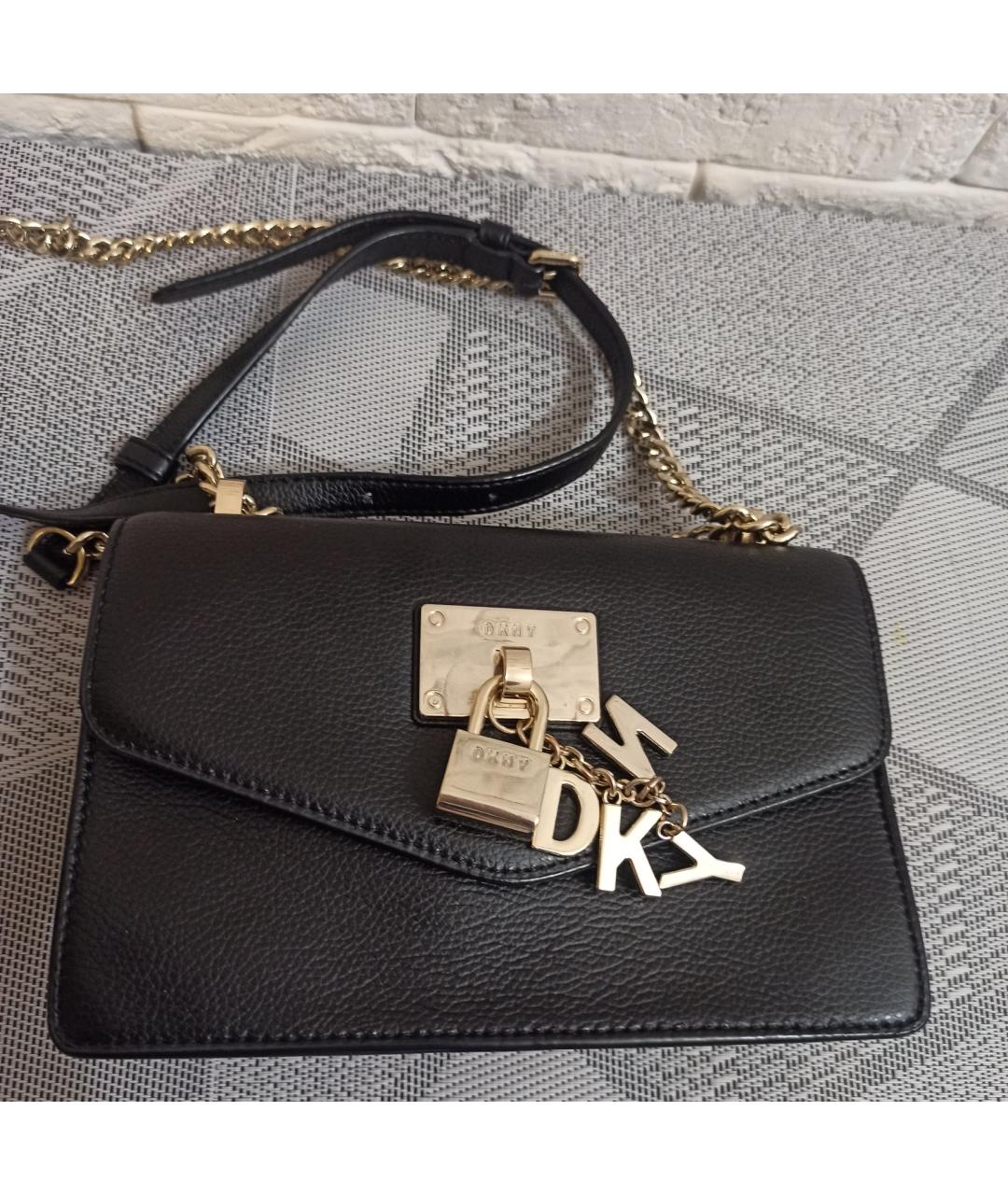 DKNY Черная кожаная сумка через плечо, фото 8