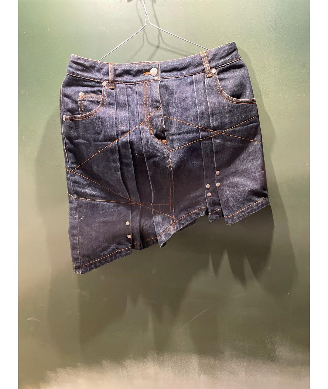 JEAN PAUL GAULTIER Темно-синяя деним юбка мини, фото 7