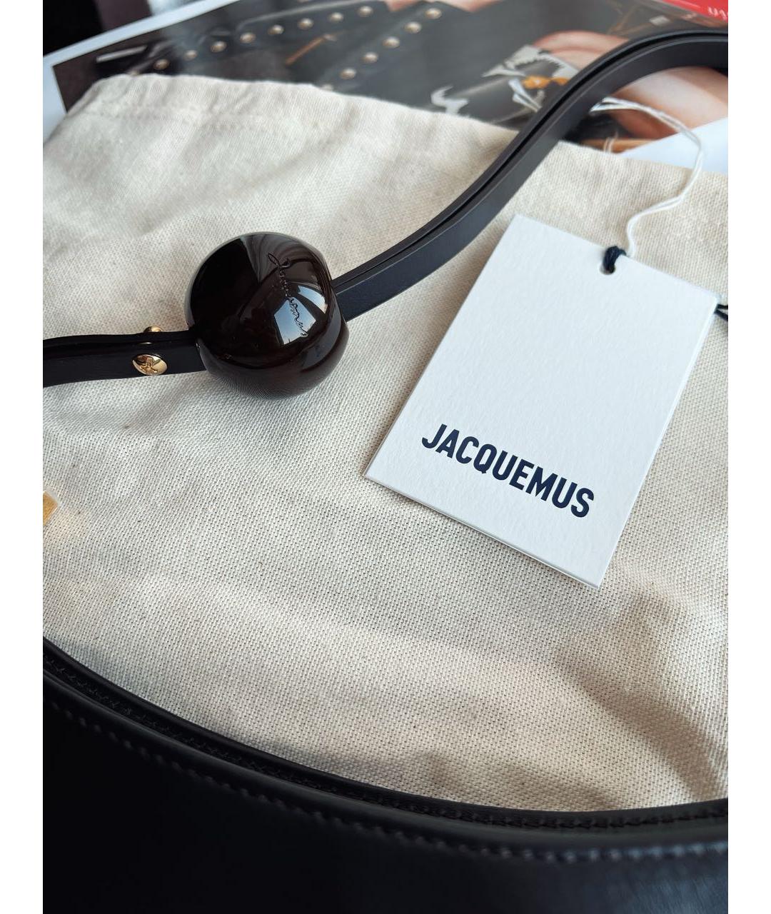 JACQUEMUS Черная кожаная сумка через плечо, фото 5
