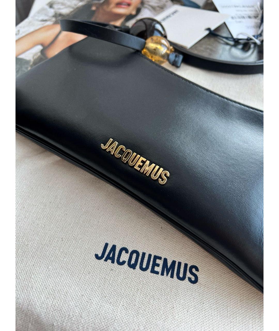 JACQUEMUS Черная кожаная сумка через плечо, фото 6