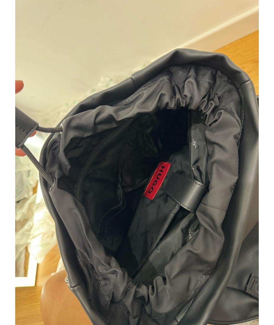 HUGO BOSS Черный кожаный рюкзак, фото 4