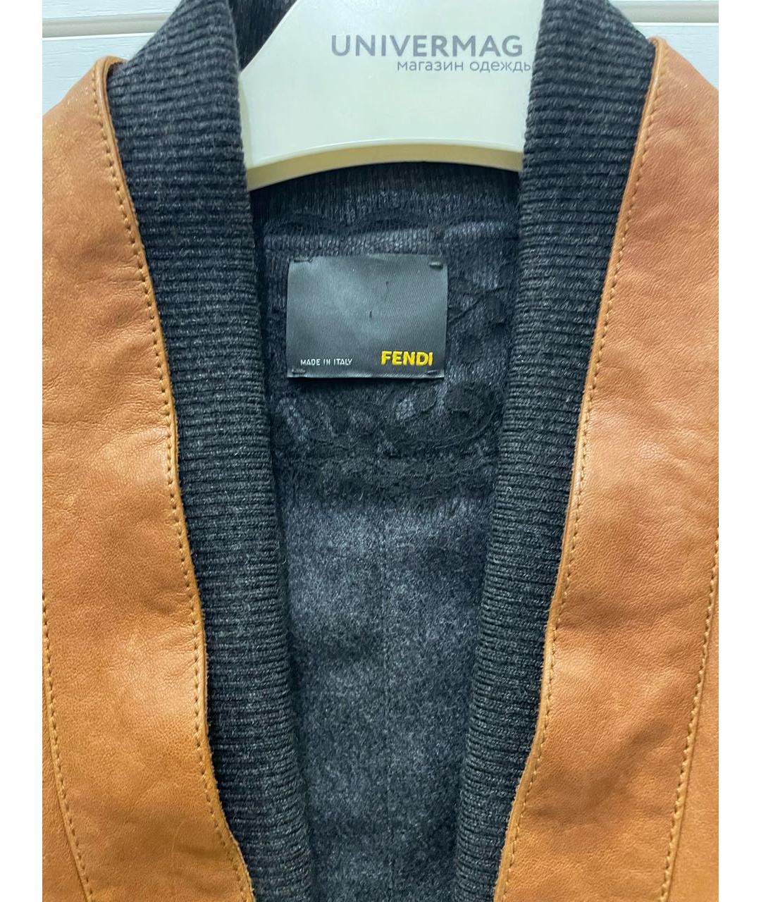 FENDI Оранжевый кожаный жилет, фото 5
